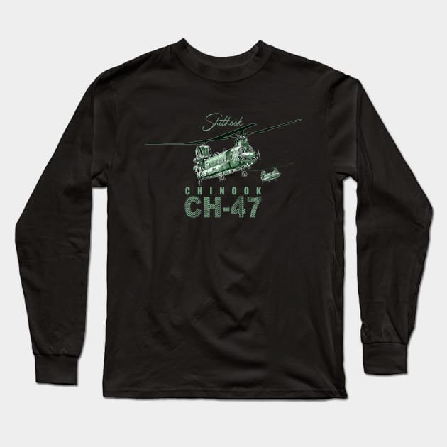 CH-47 Chinook helicopter Long Sleeve T-Shirt by aeroloversclothing